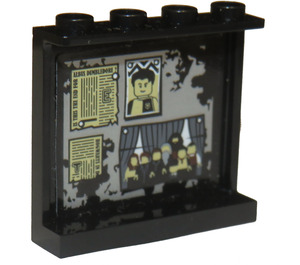 LEGO Zwart Paneel 1 x 4 x 3 met Corkboard Sticker met zijsteunen, holle noppen (35323)