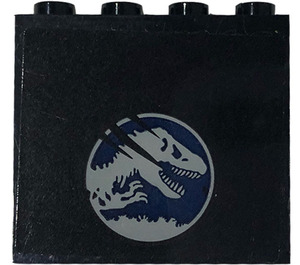 LEGO Black Panel 1 x 4 x 3 with Jurassic World Logo Sticker with Side Supports, Hollow Studs (35323)