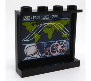 LEGO Noir Panneau 1 x 4 x 3 avec Planisphere avec Trajectory et Cosmonaut Autocollant avec supports latéraux, tenons creux (35323)