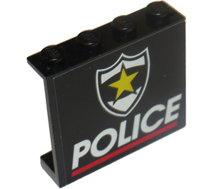 LEGO Schwarz Panel 1 x 4 x 3 mit "Polizei" ohne seitliche Stützen, solide Bolzen (4215)