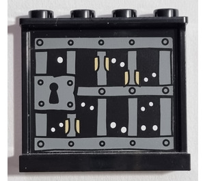 LEGO Zwart Paneel 1 x 4 x 3 met Prison Bars Sticker met zijsteunen, holle noppen (60581)