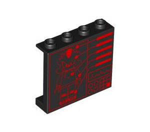 LEGO Black Panel 1 x 4 x 3 with Sonic Minifigure Diagram with Side Supports, Hollow Studs (35323 / 106908)