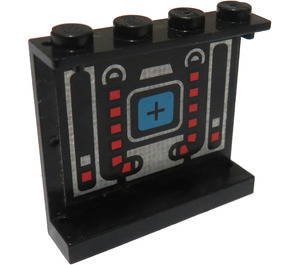 LEGO Black Panel 1 x 4 x 3 with Space Circuitry Sticker without Side Supports, Solid Studs (4215)