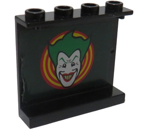 LEGO Black Panel 1 x 4 x 3 with The Joker and Yellow/Red Round Background Sticker without Side Supports, Hollow Studs (4215)