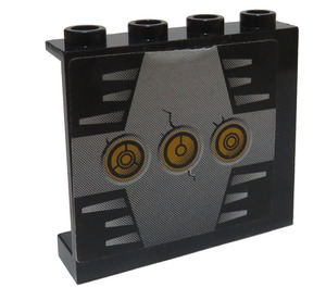 LEGO Black Panel 1 x 4 x 3 with Yellow Circles 1 Sticker without Side Supports, Hollow Studs (4215)