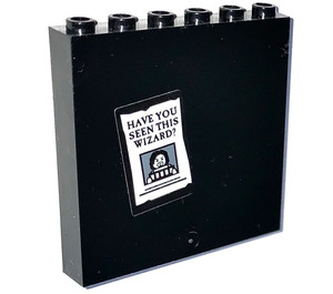 LEGO Black Panel 1 x 6 x 5 with 'HAVE YOU SEEN THIS WIZARD?' Sticker (59349)