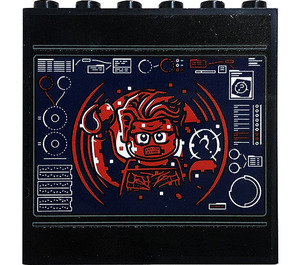 LEGO Schwarz Panel 1 x 6 x 5 mit Monitor, The Riddler Aufkleber (59349)