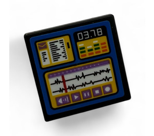 LEGO Black Panel 1 x 6 x 5 with monitor with soundwave, time and notes ...