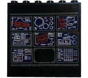 LEGO Black Panel 1 x 6 x 5 with Monitors, Batman Mask Sticker (59349 ...