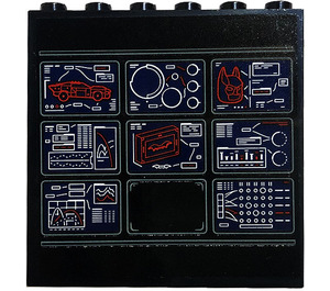 LEGO Schwarz Panel 1 x 6 x 5 mit Monitors, Batman Maske Aufkleber (59349)