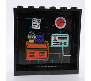 LEGO Noir Panneau 1 x 6 x 5 avec Pendulum, Trunk et Potted Plante Autocollant (59349)