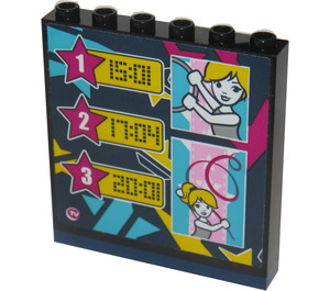 LEGO Black Panel 1 x 6 x 5 with Scoreboard Sticker (59349)