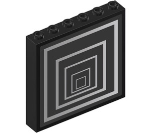 LEGO Noir Panneau 1 x 6 x 5 avec Squares Autocollant (59349)