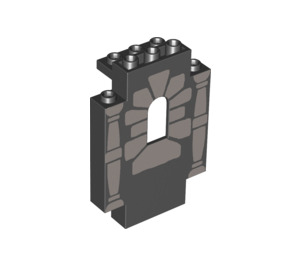 LEGO Svart Panel 2 x 5 x 6 med Vindu med Columns og Vindu Stones (4444 / 82339)