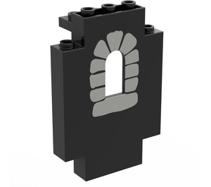 LEGO Black Panel 2 x 5 x 6 with Window with Light Gray Window Stones (4444)