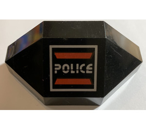 LEGO Musta Paneeli 3 x 3 x 6 Kulma jossa Avaruus Poliisi I logo Vasen Sivu (2468)