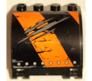 LEGO Black Panel 3 x 4 x 3 Curved with Hinge with Orange Stripe and Scratches Sticker (18910)