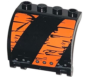 LEGO Black Panel 3 x 4 x 3 Curved with Hinge with Orange Stripes scratched Sticker (18910)