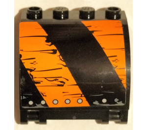 LEGO Black Panel 3 x 4 x 3 Curved with Hinge with Orange Stripes Sticker (18910)