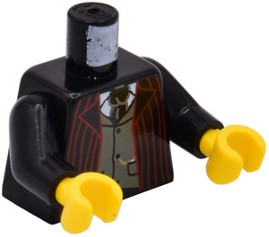 LEGO Černá Pinstriped Oblek Bunda, stříbrný Vesta stříbrný, a Modrá Tie Vzor s Černá Paže a Žlutá Ruce (973 / 73403)