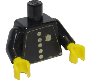 LEGO Black Plain Torso with Black Arms and Yellow Hands with Badge and 5 Buttons Sticker (973)