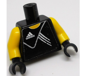 LEGO Nero Liscio Busto con Giallo Braccia e Nero Mani con Adidas logo Nero No. 20 Adesivo (973)