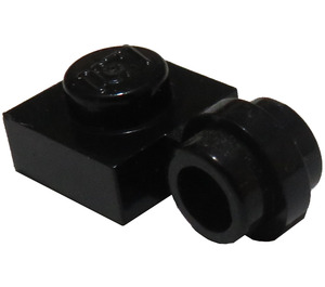 LEGO Zwart Plaat 1 x 1 met Klem (Dunne ring) (4081)