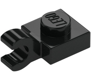 LEGO Schwarz Platte 1 x 1 mit Horizontaler Clip (Clip mit flacher Vorderseite) (6019)