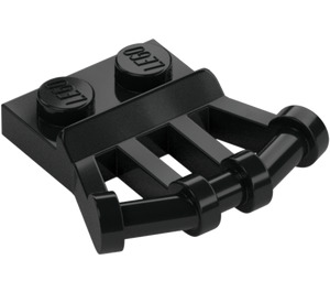 LEGO Black Plate 1 x 2 with Angled Bar Handles (92692)