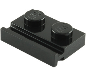 LEGO Noir assiette 1 x 2 avec Porte Rail (32028)