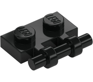 LEGO Negro Placa 1 x 2 con Asa (Extremos abiertos) (2540)