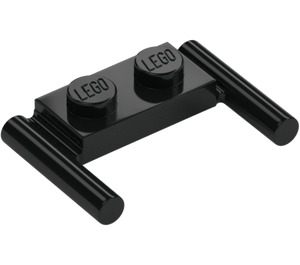 LEGO Schwarz Platte 1 x 2 mit Griffe (Niedrige Griffe) (3839)