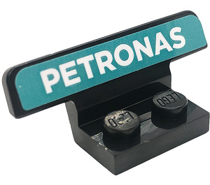 LEGO Black Plate 1 x 2 with Spoiler with White 'PETRONAS' on Dark Turquoise Background Sticker (30925)
