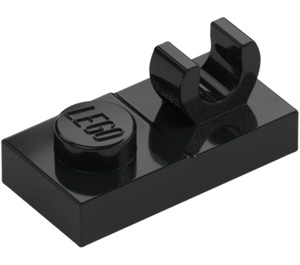 LEGO Schwarz Platte 1 x 2 mit oben Clip ohne Lücke (44861)