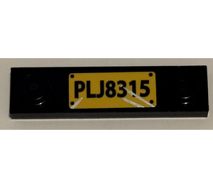 LEGO Black Plate 1 x 4 with Two Studs with 'PLJ8315' Sticker without Groove (92593)