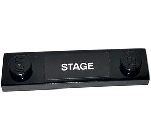 LEGO Black Plate 1 x 4 with Two Studs with STAGE Sticker with Groove (41740)