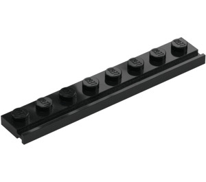 LEGO Black Plate 1 x 8 with Door Rail (4510)