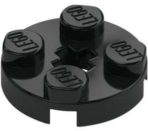 LEGO Black Plate 2 x 2 Round with Axle Hole (with '+' Axle Hole) (4032)