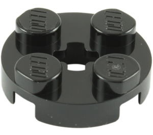 LEGO Black Plate 2 x 2 Round with Axle Hole (with '+' Axle Hole) (4032)