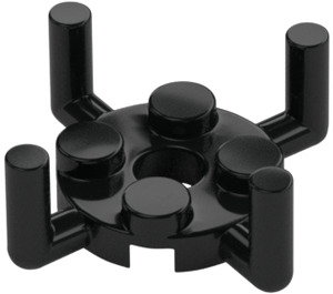 LEGO Black Plate 2 x 2 Round with Four Vertical Bars (65738 / 98284)