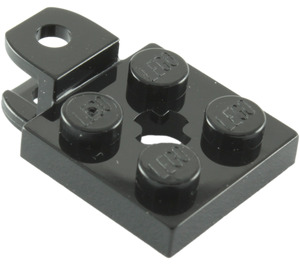 LEGO Schwarz Platte 2 x 2 mit Kugelgelenkpfanne (Abgeflacht) (42478 / 63082)