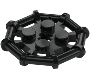 LEGO Schwarz Platte 2 x 2 mit Stange Rahmen Octagonal (Runde Noppen) (75937)