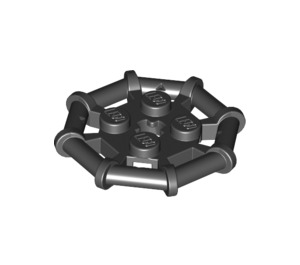 LEGO Noir assiette 2 x 2 avec Barre Cadre Octagonal (Clous ronds) (75937)