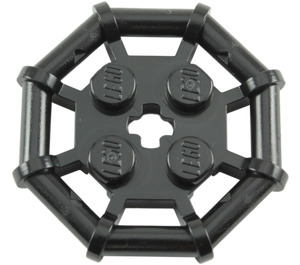 LEGO Schwarz Platte 2 x 2 mit Bar Rahmen Octagonal (Ohrstecker mit Schnittkanten) (30033)