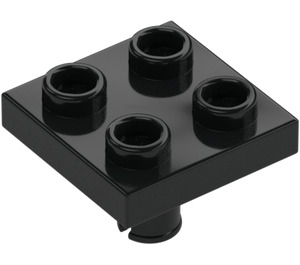 LEGO Schwarz Platte 2 x 2 mit Unterseite Pin (Keine Löcher) (2476 / 48241)