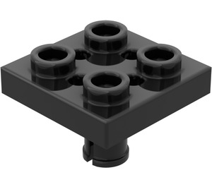 LEGO Sort Plade 2 x 2 med Bund Pin (Små huller i pladen) (2476)