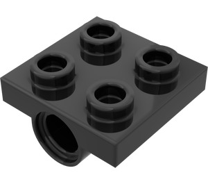 LEGO Noir assiette 2 x 2 avec Trou avec support transversal sur le dessous (10247)