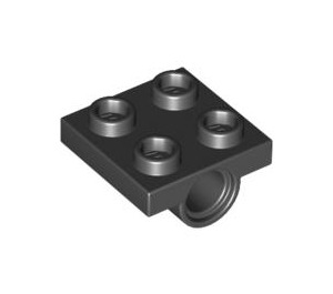 LEGO Schwarz Platte 2 x 2 mit Loch ohne untere Kreuzstütze (2444)