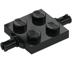 LEGO Czarny Talerz 2 x 2 z Dwa Koło Holders (4600 / 67687)