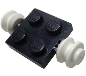 LEGO Black Plate 2 x 2 with White Wheels